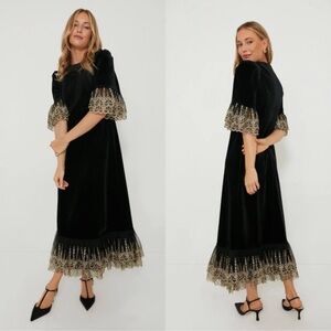 NWT | Tuckernuck Black Velvet Lillith Dress Midi Medium
